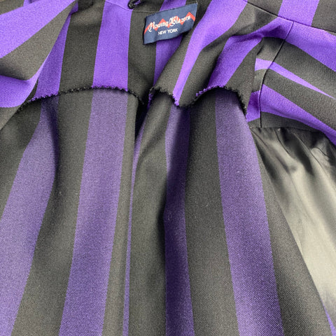 ROWING BLAZERS Size 46 Long Black Purple Stripe Cotton Wool Sport Coat