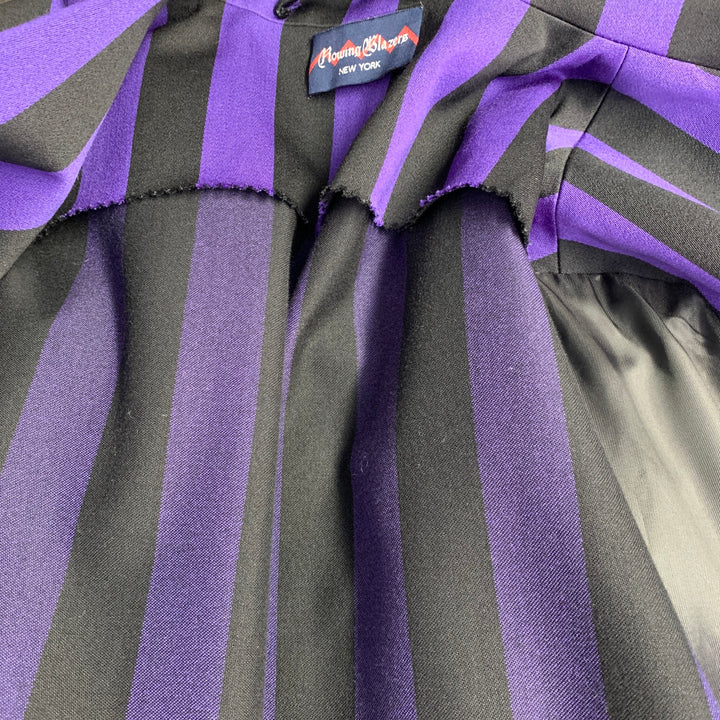 ROWING BLAZERS Size 46 Long Black Purple Stripe Cotton Wool Sport Coat