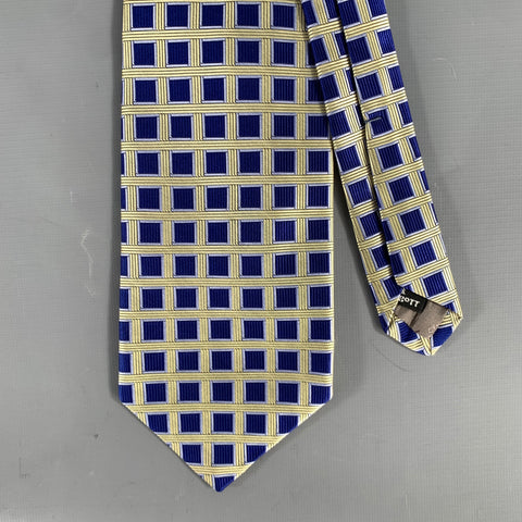 ROBERT TALBOTT Navy Cream Geometric Silk Tie