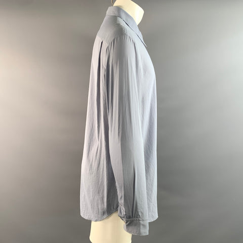 ACNE STUDIOS Size M Blue Light Blue Nylon Zip Long Sleeve Shirt