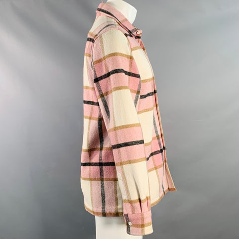 KITH Size XS Pink Black White Plaid Cotton Long Sleeve Shirt Jacket