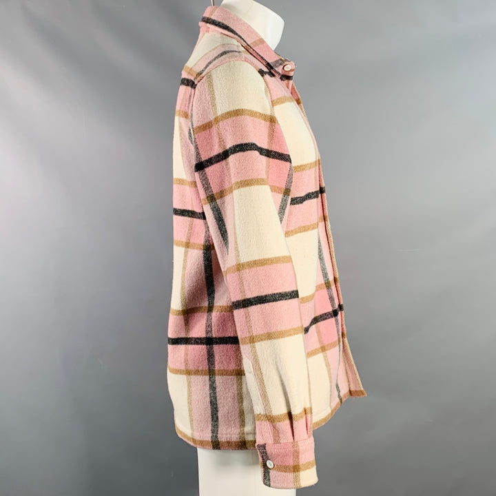 KITH Size XS Pink Black White Plaid Cotton Long Sleeve Shirt Jacket