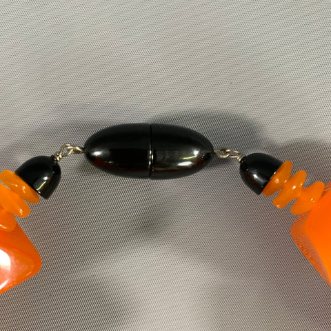 NO BRAND Orange Black Plastic Necklace