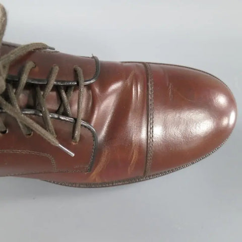 BRUNELLO CUCINELLI Size 8 Brown Leather Cap-toe Lace Up BRUNELLO CUCINELLI