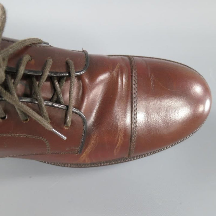 BRUNELLO CUCINELLI Size 8 Brown Leather Cap-toe Lace Up