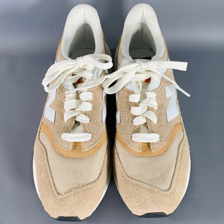 NEW BALANCE 997R Size 12 Cream Taupe Color Block Suede Chunky Sole Sneakers