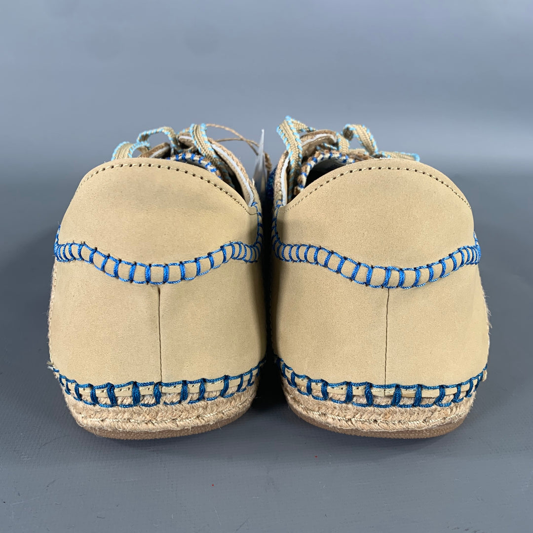 ADIDAS Size 10.5 Khaki Blue Mixed Patterns Mixed Fabrics Yacht Sneakers