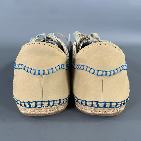 ADIDAS Size 10.5 Khaki Blue Mixed Patterns Mixed Fabrics Yacht Sneakers