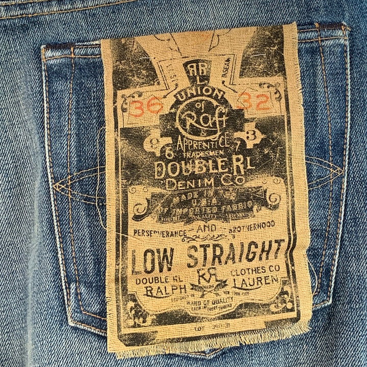 RRL by RALPH LAUREN Size 36 Blue Washed Cotton Selvedge Denim Twill Straight Jeans