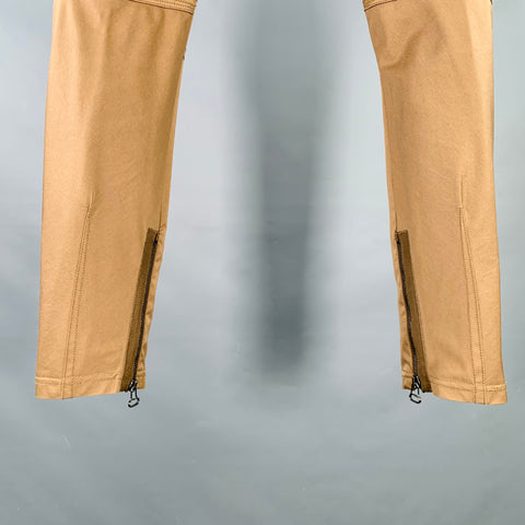 LANVIN Size 32 Khaki Cotton Ankle Zip Flat Front Dress Pants