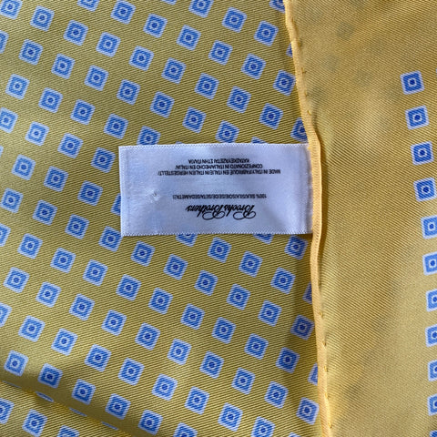 BROOKS BROTHERS Yellow Blue Geometric Silk Pocket Square