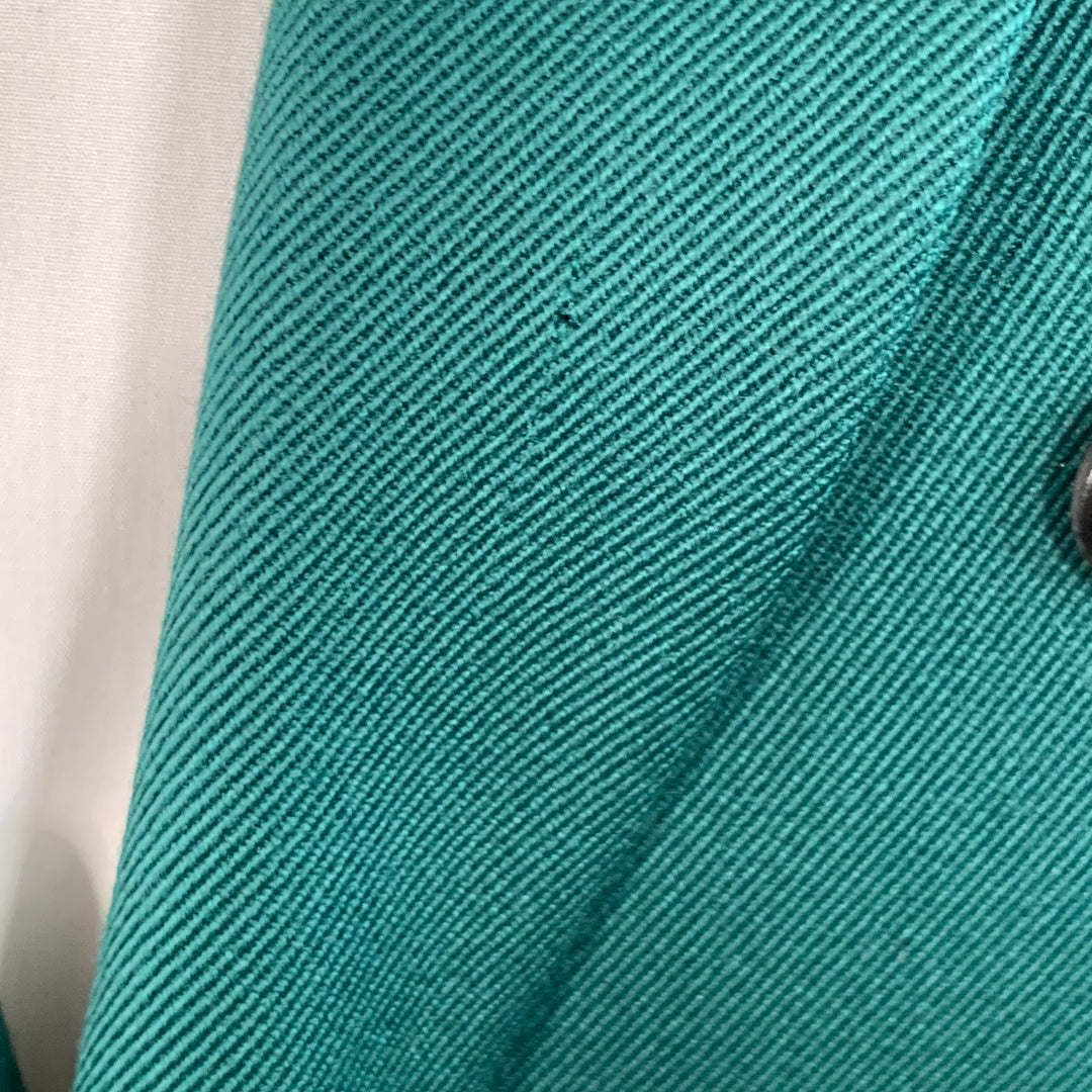 CALVIN KLEIN 205W39NYC Size 36 Green Wool Twill Double Breasted Peak Lapel Sport Coat