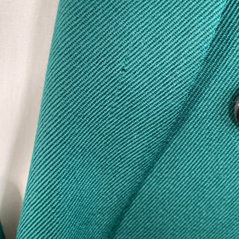 CALVIN KLEIN 205W39NYC Size 36 Green Wool Twill Double Breasted Peak Lapel Sport Coat