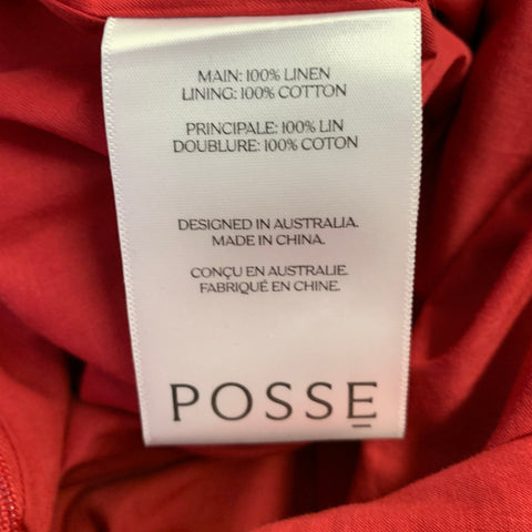 POSSE Size S Elen Red Linen Sleeveless Above Knee Dress