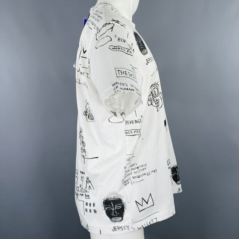 JUNYA WATANABE 2022 Size M White Black Basquiat Graphic Cotton Crew Neck T-shirt
