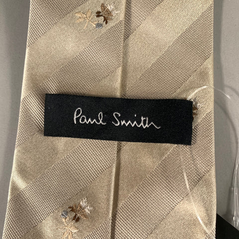 PAUL SMITH Grey Stripe Silk Tie