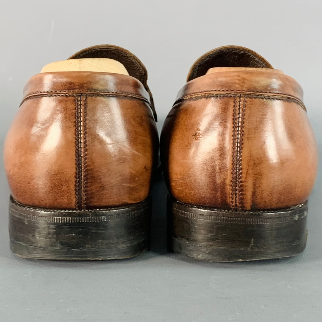 SALVATORE FERRAGAMO Size 7 Brown Gold Leather Horsebit Loafers