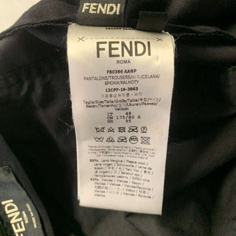 FENDI Size 29 Grey Silver Shimmery Wool Blend Straight Pants