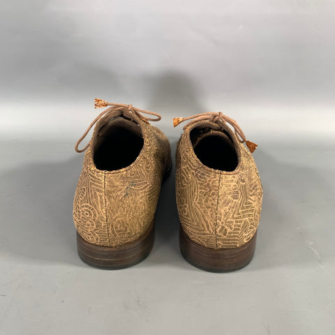 GONUL PAKSOY Size 7 Tan Gold Metallic Floral Laces