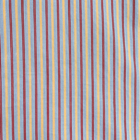 CHARVET Size L Blue Red Yellow Stripe Cotton Curved Cutaway Long Sleeve Shirt