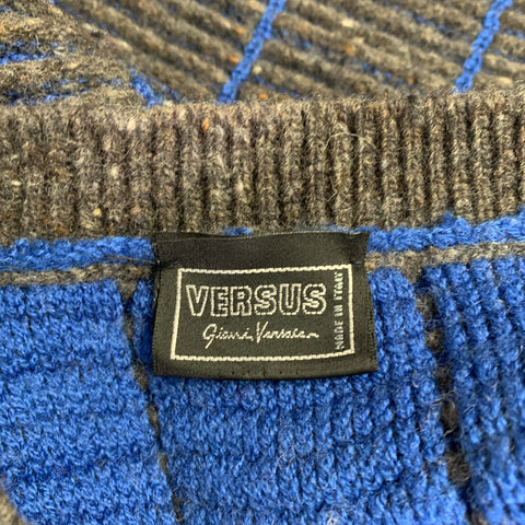 VERSUS by GIANNI VERSACE Size S Grey Blue Rib Knit Vest