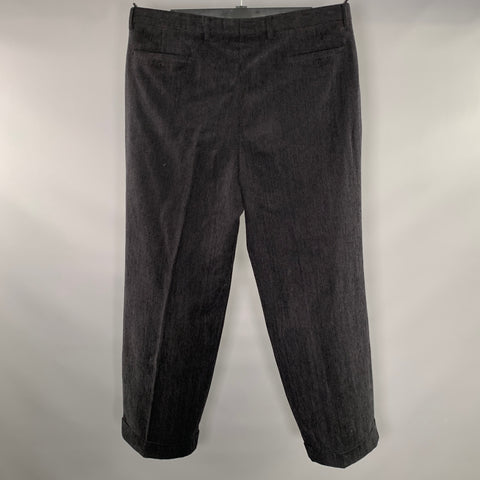 ST CROIX Size 40 Black Corduroy Polyester wool lycra Pleated Casual Pants
