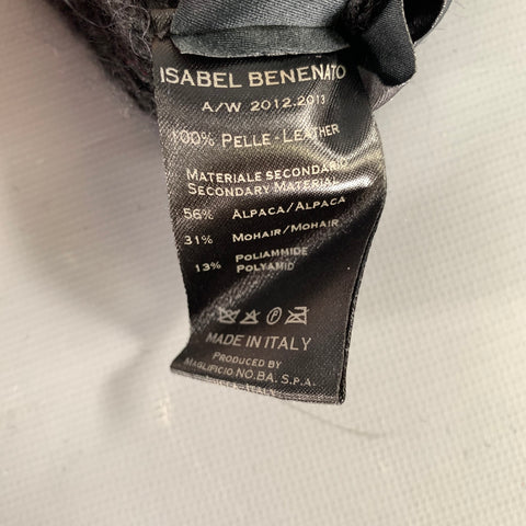 ISABEL BENENATO Black Knit Leather Gloves