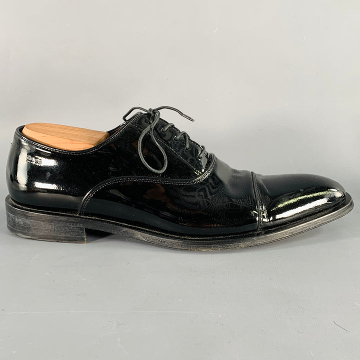 HUGO BOSS Size 8.5 Black Patent Leather Tuxedo Formal Lace-Up Shoes