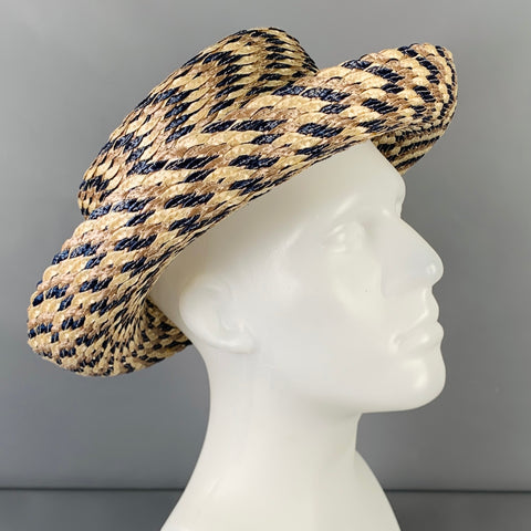 ERIC JAVITS One Size Beige Blue Woven Hat