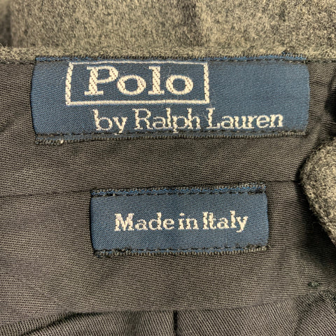 POLO by RALPH LAUREN Size 38 Grey Charcoal Virgin Wool Cashmere Pleated Dress Pants