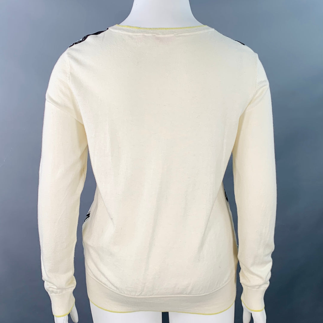 TED BAKER Size L Aiesha Cream Pink Blue Cotton Figures Mixed Fabrics Pullover