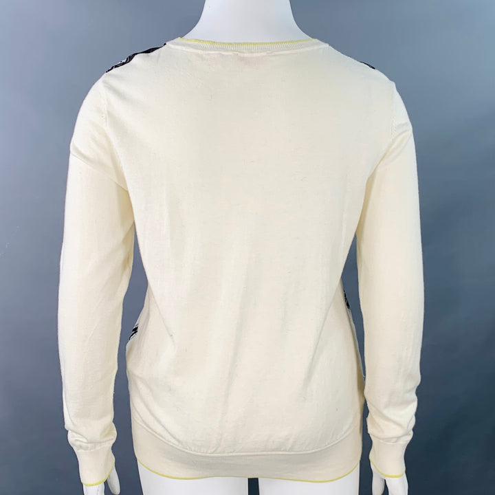 TED BAKER Size L Aiesha Cream Pink Blue Cotton Figures Mixed Fabrics Pullover