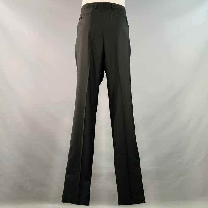GIANFRANCO FERRE Size 48 Regular Black Virgin Wool Notch Lapel Suit