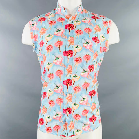 Débardeur sans manches à poche, imprimé floral bleu et rose, taille S, de marque ETON