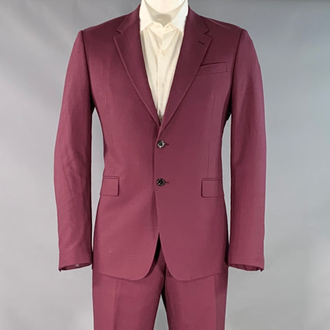 PAUL SMITH Size 42 Byard Burgundy Glenplaid Wool Notch Lapel Suit