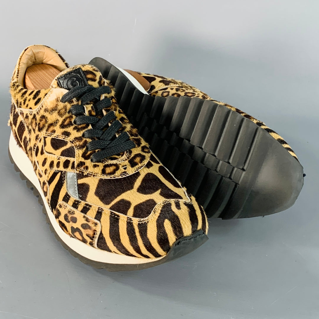 GREATS Size 10 Tan Brown Animal Print Pony Hair Low Top Sneakers