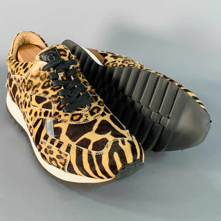 GREATS Size 10 Tan Brown Animal Print Pony Hair Low Top Sneakers
