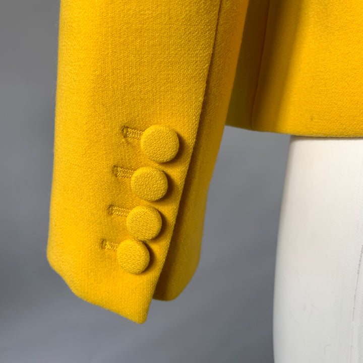 BOTTEGA VENETA Size 4 Yellow Wool Polyamide Chain Stitch Blazer
