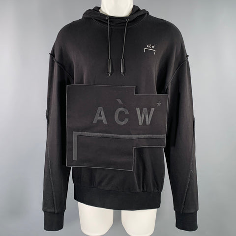A-COLD-WALL Size S Black Logo Patches Cotton Hooded Sweatshirt