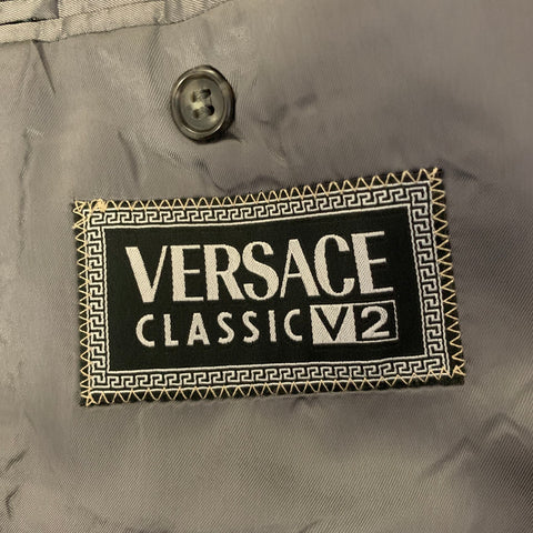 V2 by VERSACE Size 42 Grey Black Heather Double Breasted Suit