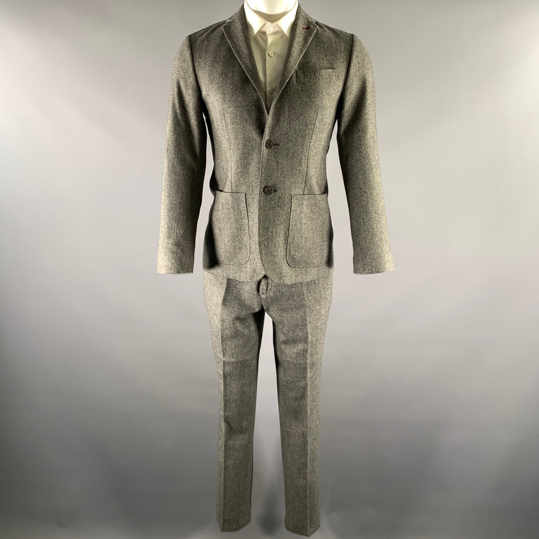TED BAKER Size 36 Grey Black Marled Wool Polyester Suit