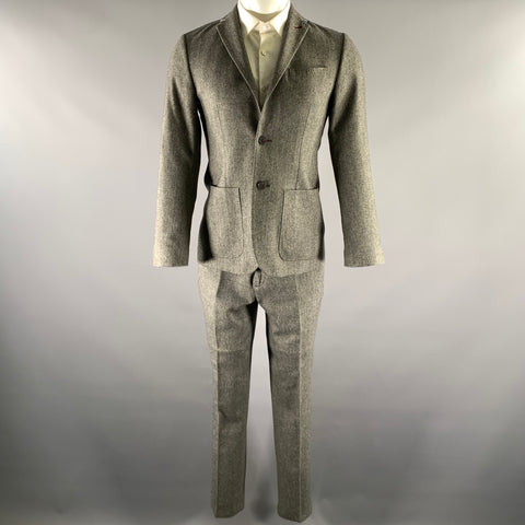 TED BAKER Size 36 Grey Black Marled Wool Polyester Suit