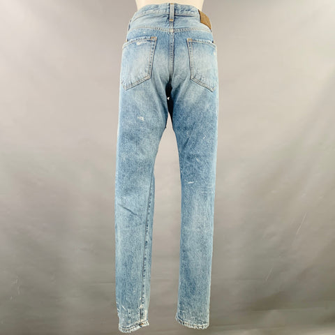PRPS Size 28 El Camino Blue Cotton Distressed Tapered Jeans