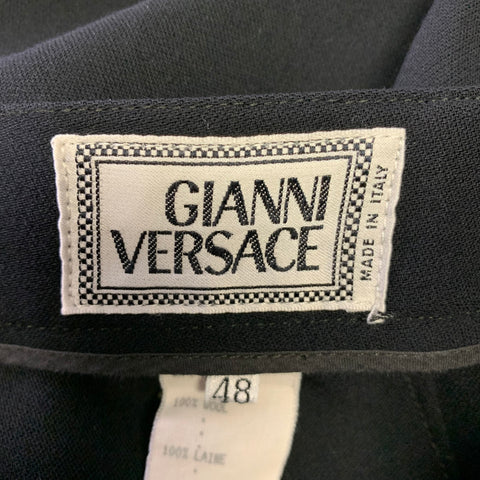 GIANNI VERSACE Size 32 Black Wool Zip Fly Dress Pants