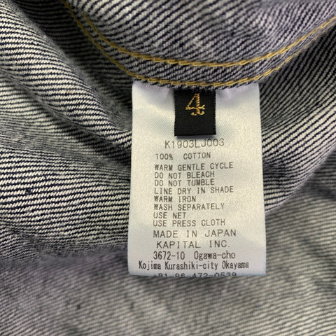 KAPITAL Size L Indigo Contrast Stitch Denim Patch Pockets Jacket