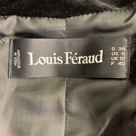 LOUIS FERAUD Taille 36 Noir Crème Laine Pied-de-poule Ensemble Jupe et Veste Croisée