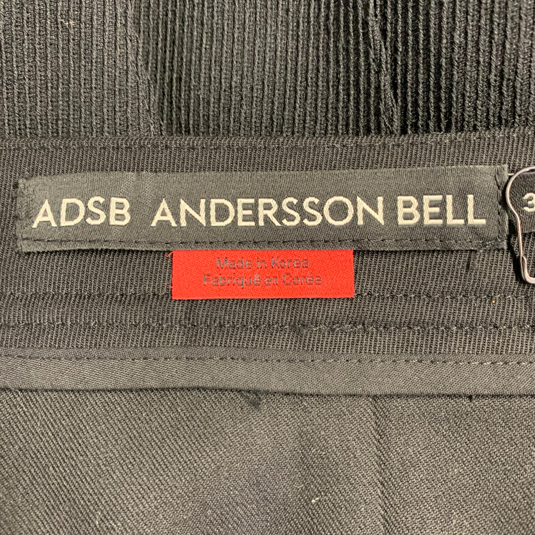 ADSB ANDERSSON BELL Size 4 Black Pleated Asymmetrical Belted Wrap Skirt