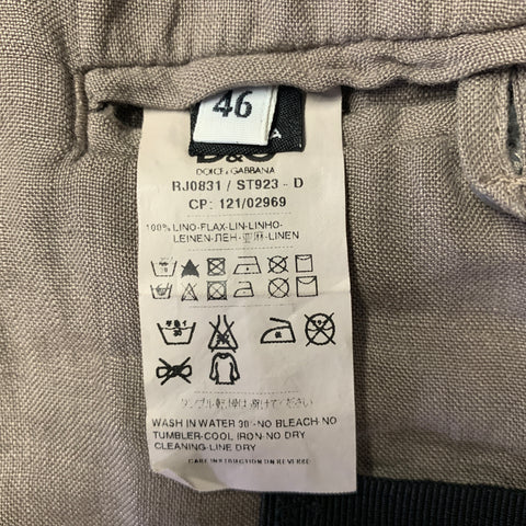 DOLCE & GABBANA Size 36 Grey Tan Linen Notch Lapel Jacket