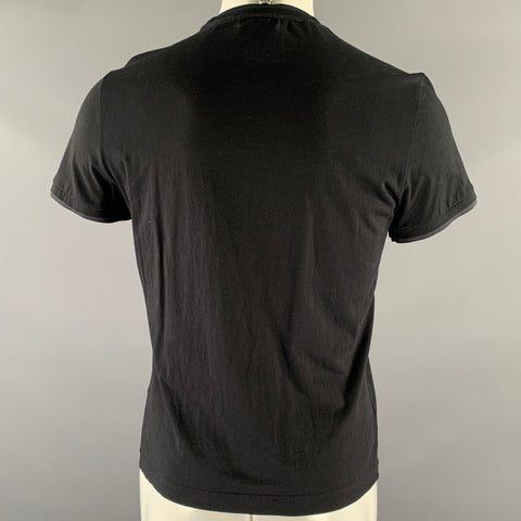 THEORY Size M Black Navy Cotton Mock-Layer T-shirt
