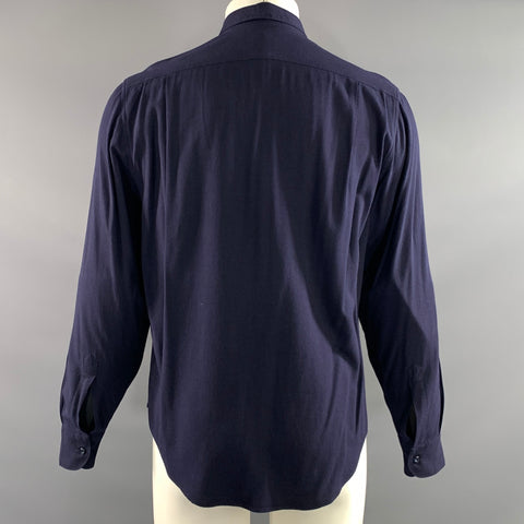 ARMANI COLLEZIONI Size M Navy Viscose Long Sleeve Shirt